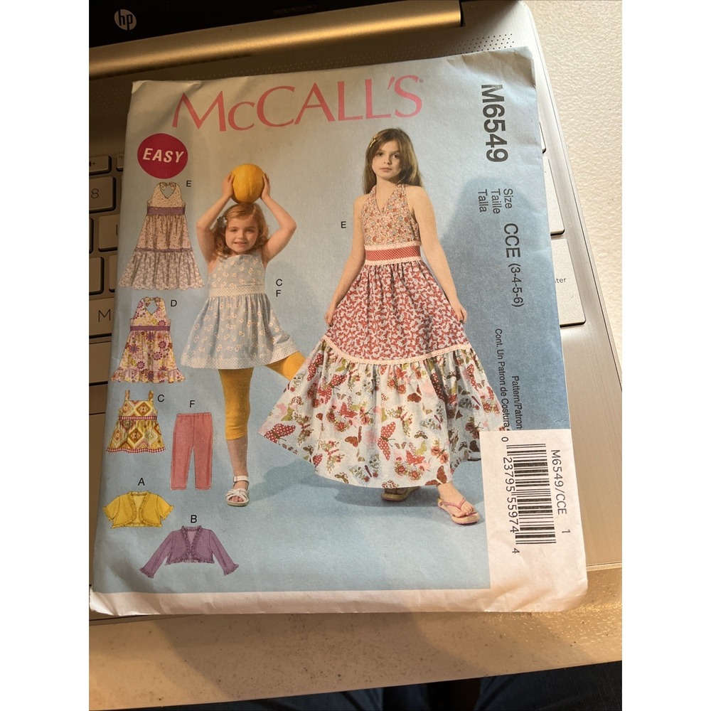 UNCUT McCall's 6549 Easy Jackets, Top, Dresses & Leggings Pattern Girls' 3-6